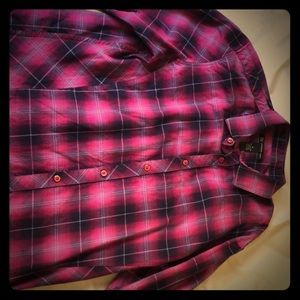 INC MEDIUM PINK AND BLACK LONG SLEEVE BUTTON SHIRT